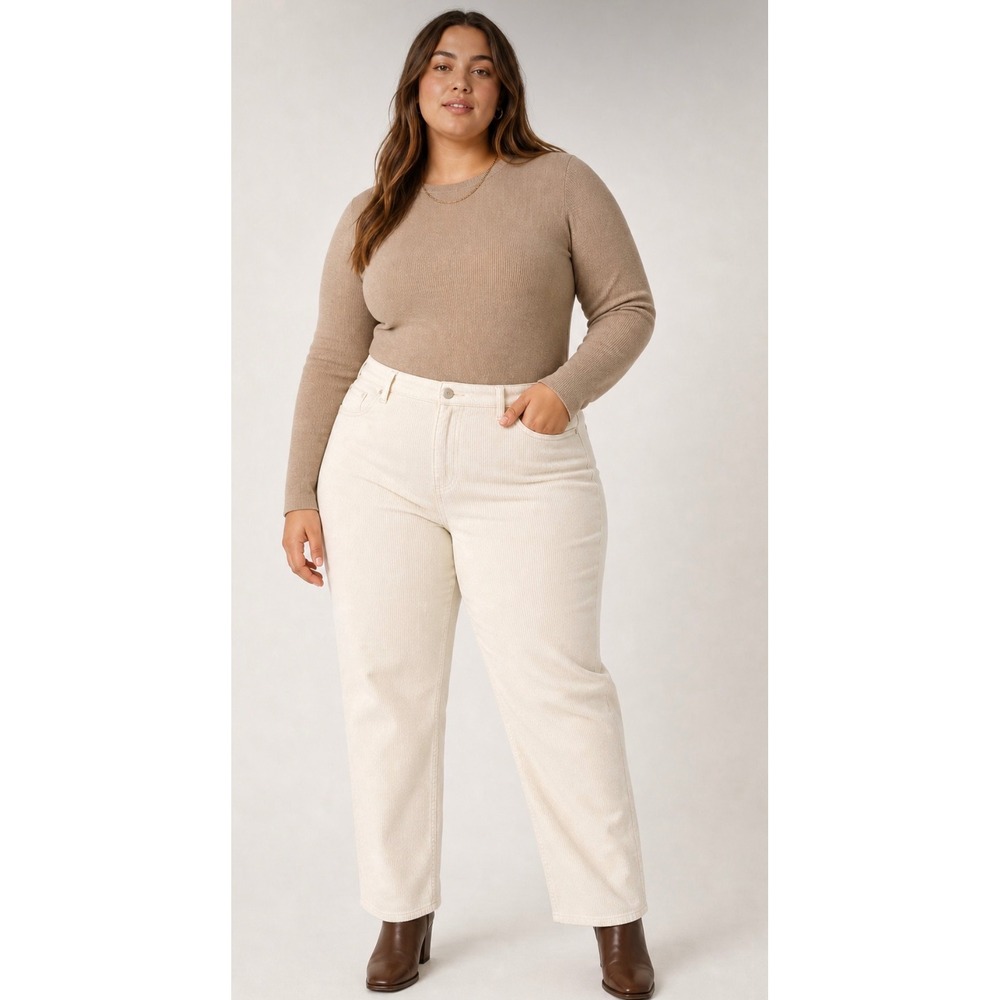 Vineyard Vines Pants Womens 33 Cream Corduroy Mid Rise Straight Leg 2P001378